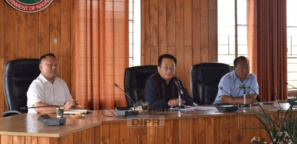 DC Peren, Hiazu Meru addressing the monsoon preparedness-cum-quarterly DDMA meeting held at DC's Conference Hall, Peren.